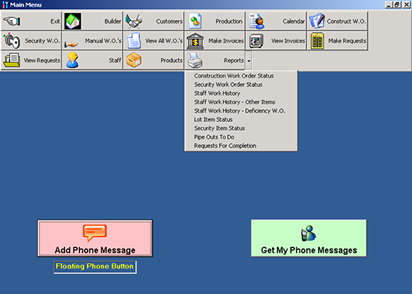 Contractor Management System : Main Menu